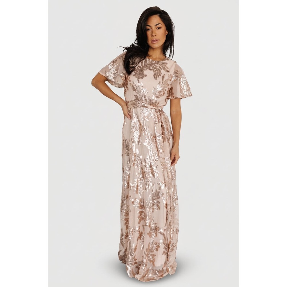 Baltic Born Muse Sequin Maxi Dress Rose Gold Formal Gown 3XL